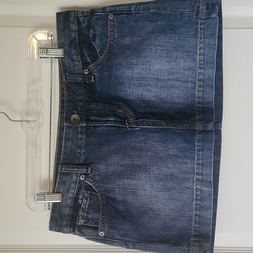 X2 Rhinestone pocket denim mini skirt
